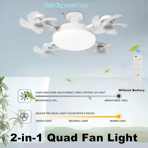 F4 LED Fan Light Multifunctional Rechargeable Fan Lamp for Home