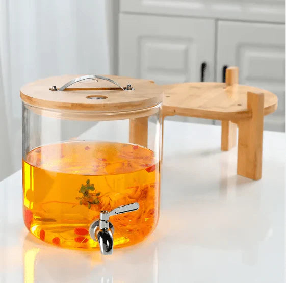 Glass Water Dispenser with Natural Wooden Stand