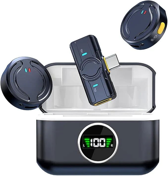 Rechargeable Wireless Microphone Kit with Charging Case